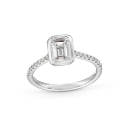 1-3/4 CT. T.W. Emerald-Cut Certified Lab-Created Diamond Bezel-Set Engagement Ring in 14K White Gold (F/VS2)