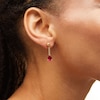 Thumbnail Image 2 of Pear-Shaped Lab-Created Ruby Solitaire Cuban Curb Chain Drop Earrings in 10K Gold