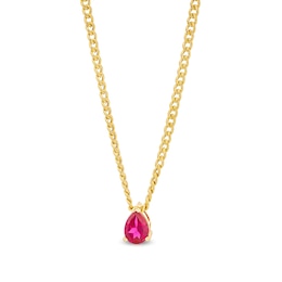 Pear-Shaped Lab-Created Ruby Solitaire Necklace in 10K Gold