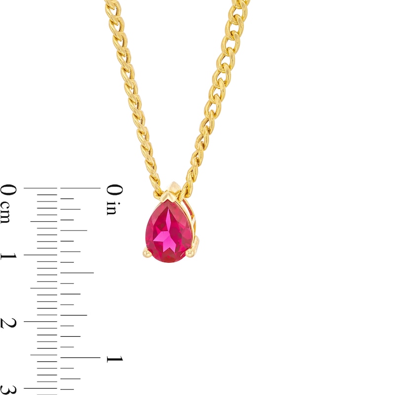 Pear-Shaped Lab-Created Ruby Solitaire Necklace in 10K Gold