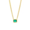 Thumbnail Image 1 of Emerald-Cut Lab-Created Emerald Bezel-Set Solitaire Sideways Necklace in 10K Gold