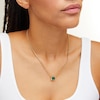 Thumbnail Image 2 of Emerald-Cut Lab-Created Emerald Bezel-Set Solitaire Cuban Curb Chain Necklace in 10K Gold