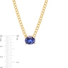 Thumbnail Image 4 of Oval Blue Lab-Created Sapphire Solitaire Sideways Necklace in 10K Gold