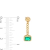 Thumbnail Image 2 of Sideways Emerald-Cut Lab-Created Emerald Bezel-Set Solitaire Cuban Curb Chain Drop Earrings in 10K Gold