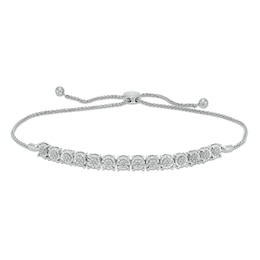 1/4 CT. T.W. Multi-Diamond Line Bolo Bracelet in Sterling Silver - 9.5”