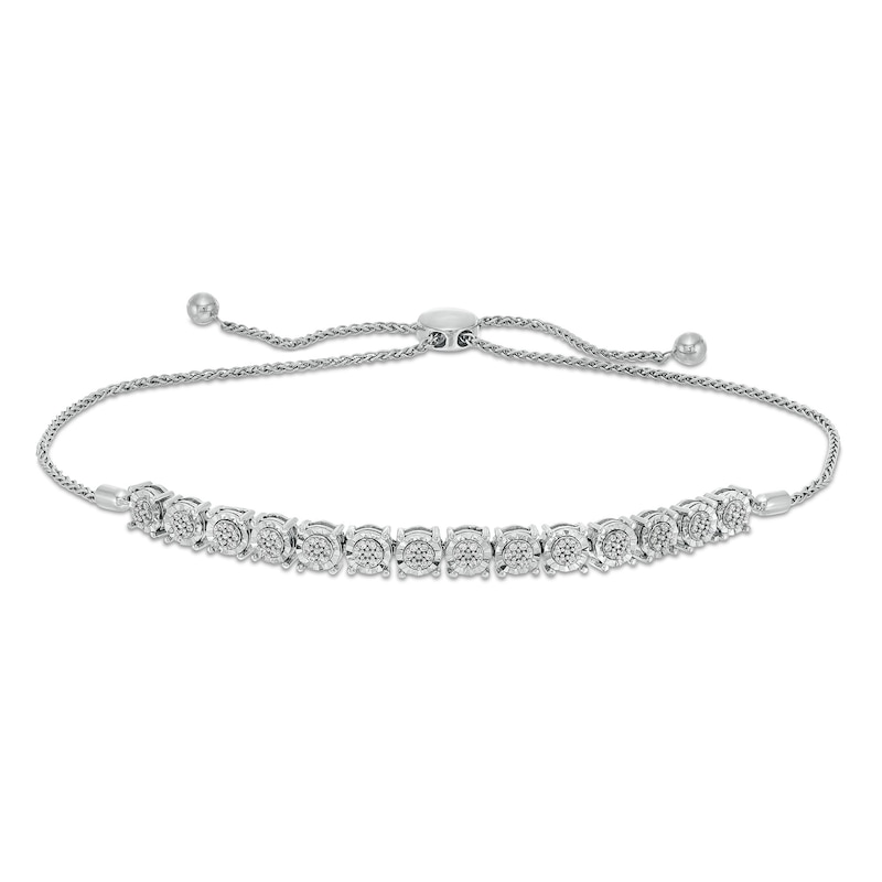 1/4 CT. T.W. Multi-Diamond Line Bolo Bracelet in Sterling Silver - 9.5”