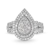 Thumbnail Image 2 of 1 CT. T.W. Pear-Shaped Multi-Diamond Double Frame Multi-Row Split Shank Engagement Ring in 10K White Gold