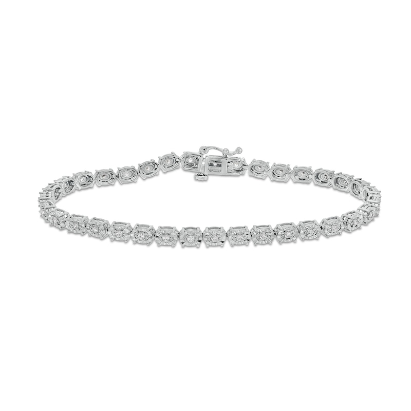 1/2 CT. T.W. Diamond Oval Link Tennis Bracelet in Sterling Silver