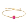 Thumbnail Image 1 of Pear-Shaped Lab-Created Ruby Solitaire Cuban Curb Chain Bolo Bracelet in 10K Gold - 8.5&quot;