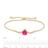 Thumbnail Image 3 of Pear-Shaped Lab-Created Ruby Solitaire Cuban Curb Chain Bolo Bracelet in 10K Gold - 8.5&quot;