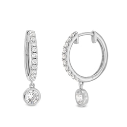 1 CT. T.W. Certified Lab-Created Diamond Dangle Hoop Earrings in Sterling Silver (I/SI2)