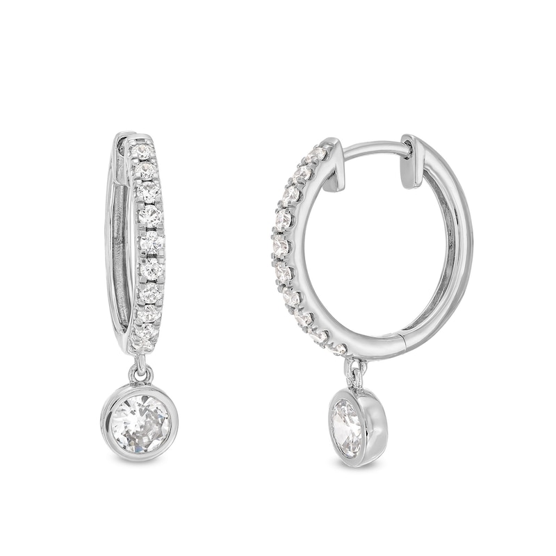 Main Image 1 of 1 CT. T.W. Certified Lab-Created Diamond Dangle Hoop Earrings in Sterling Silver (I/SI2)