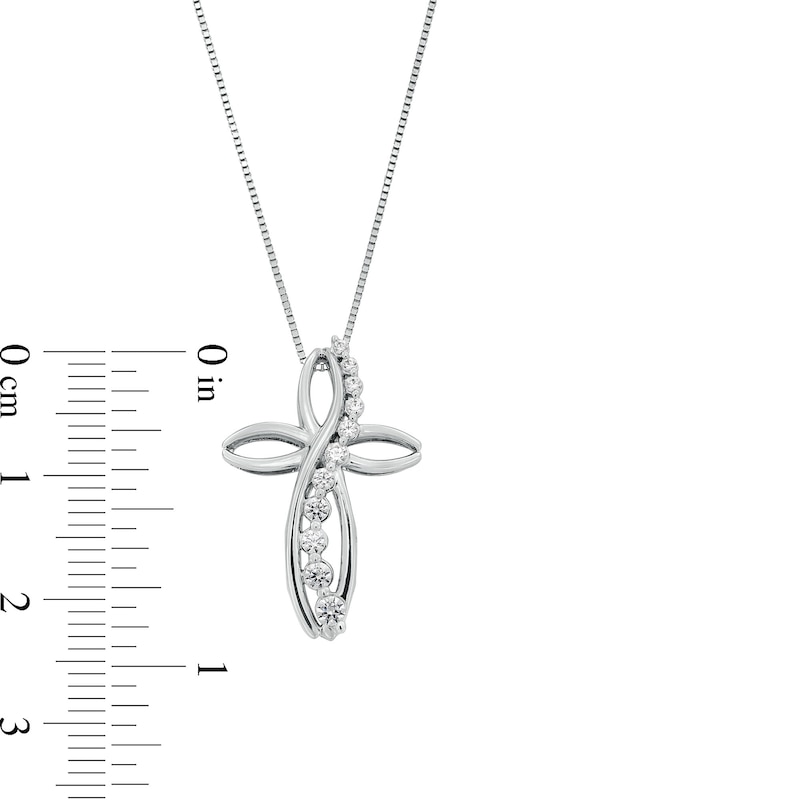 1/4 CT. T.W. Journey Diamond Loop Cross Pendant in Sterling Silver