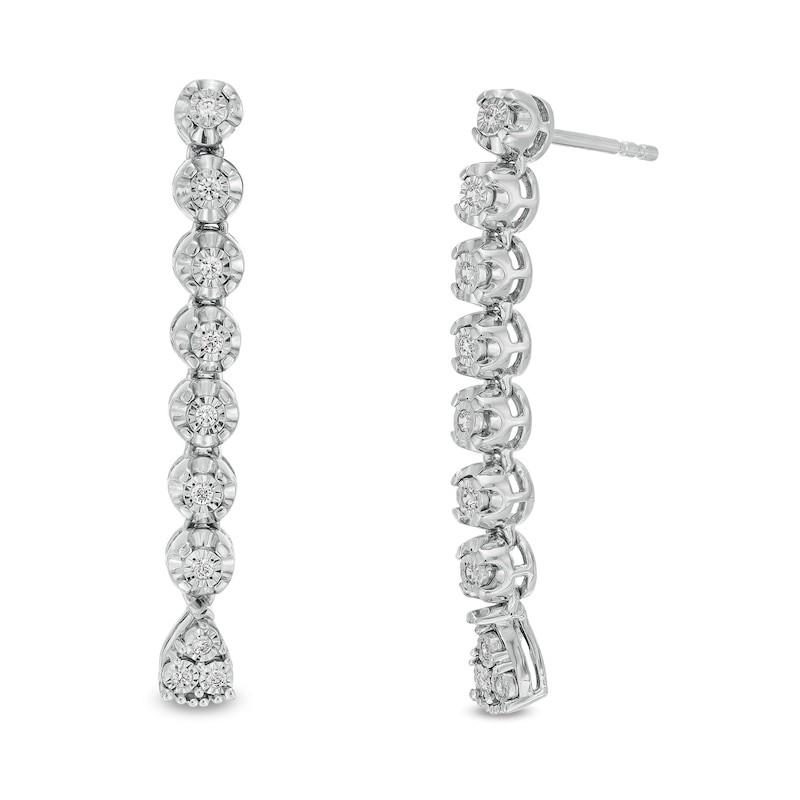 Main Image 1 of 1/6 CT. T.W. Pear-Shaped Multi-Diamond Linear Drop Earrings in Sterling Silver