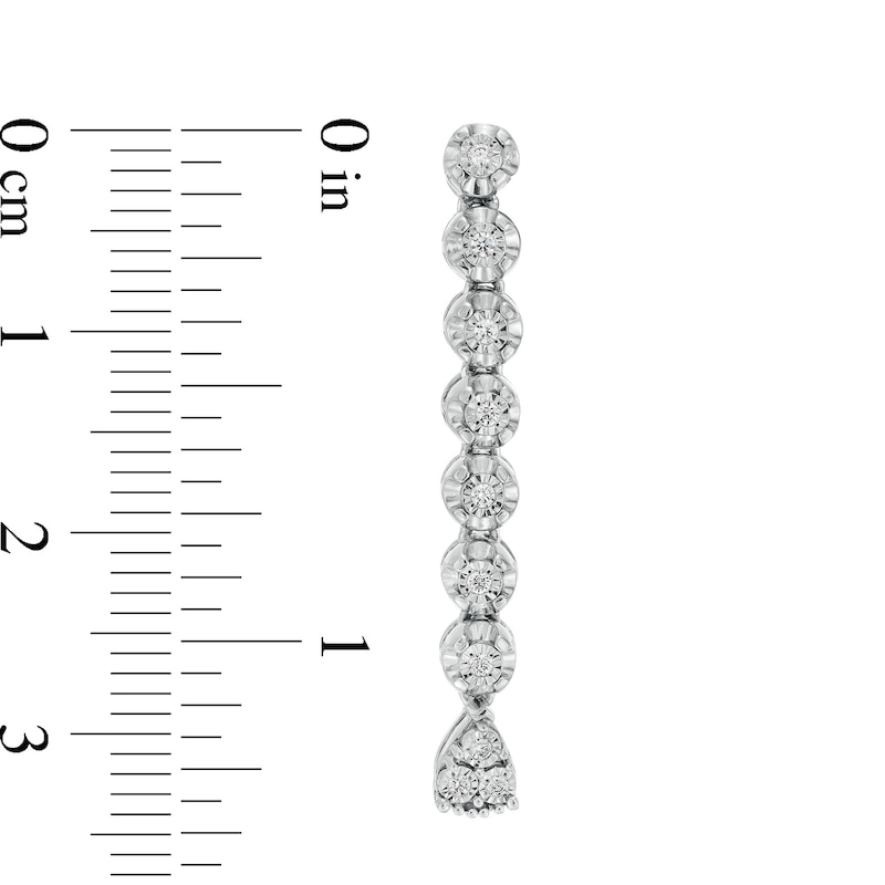 Main Image 2 of 1/6 CT. T.W. Pear-Shaped Multi-Diamond Linear Drop Earrings in Sterling Silver