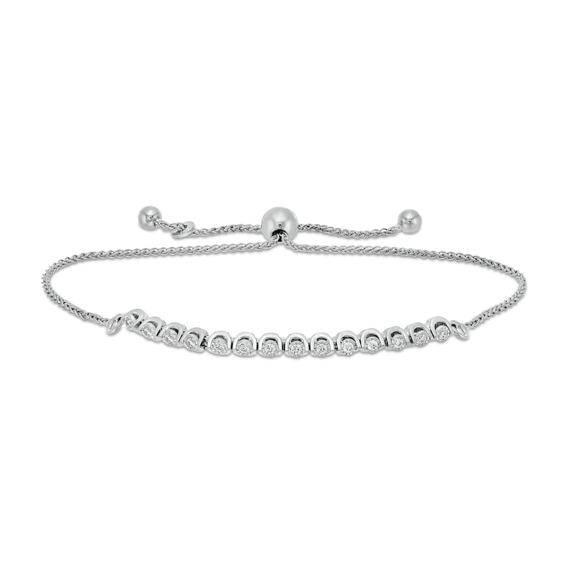 Main Image 1 of 1/4 CT. T.W. Diamond Tennis Bolo Bracelet in Sterling Silver - 9.5”