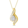 Thumbnail Image 2 of 1/2 CT. T.W. Pear-Shaped Multi-Diamond Flame Frame Pendant in 10K Gold