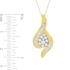 Thumbnail Image 3 of 1/2 CT. T.W. Pear-Shaped Multi-Diamond Flame Frame Pendant in 10K Gold