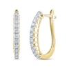 Thumbnail Image 4 of 1/2 CT. T.W. Diamond Graduated Oval Hoop Earrings in 10K Gold