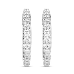 1 CT. T.W. Diamond Graduated Hoop Earrings in 10K White Gold