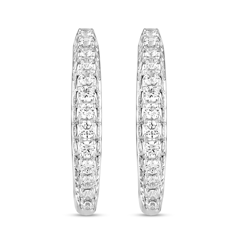 Main Image 1 of 1 CT. T.W. Diamond Graduated Hoop Earrings in 10K White Gold