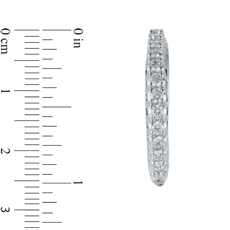 Main Image 3 of 1 CT. T.W. Diamond Graduated Hoop Earrings in 10K White Gold