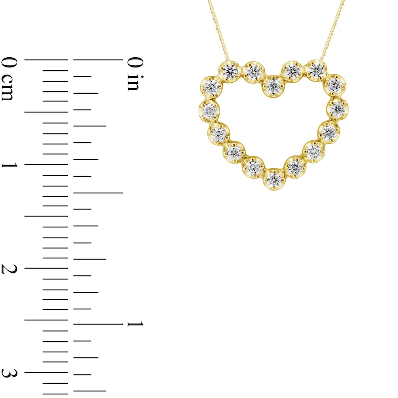 Main Image 3 of 1/4 CT. T.W. Diamond Bubbles Heart Outline Pendant in 10K Gold