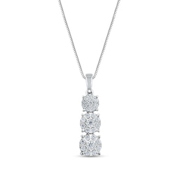 1/2 CT. T.W. Multi-Diamond Graduated Three Stone Pendant in 10K White Gold