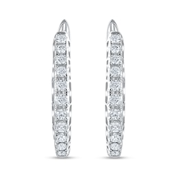 1/2 CT. T.W. Diamond Hoop Earrings in 10K White Gold