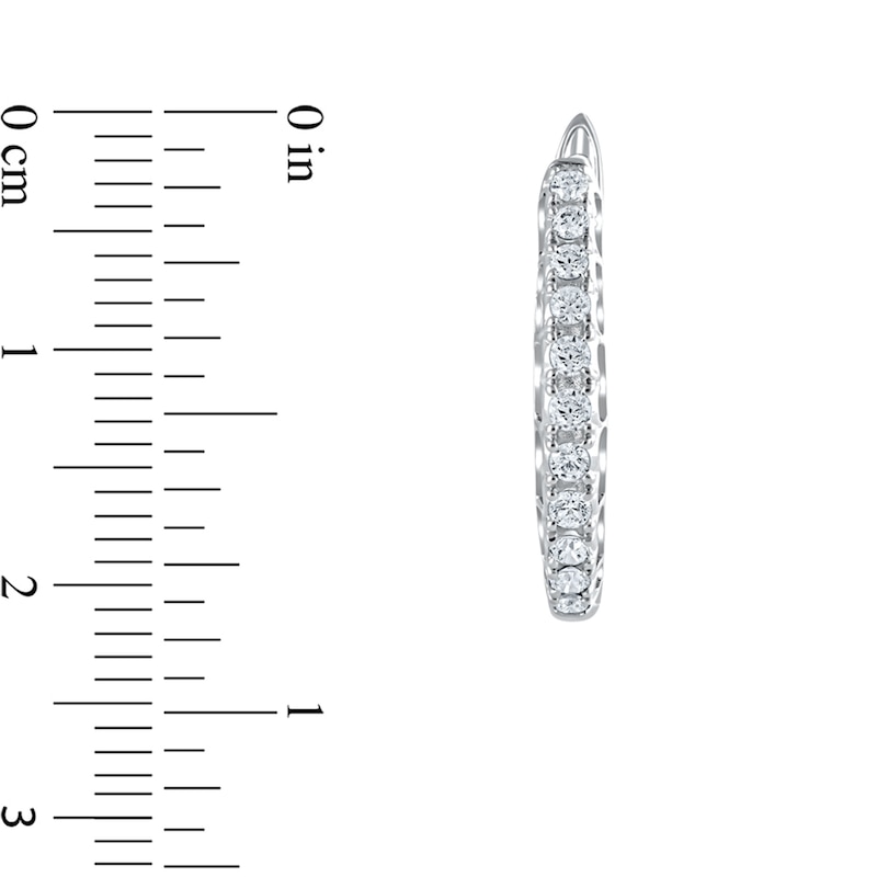 Main Image 3 of 1/2 CT. T.W. Diamond Hoop Earrings in 10K White Gold