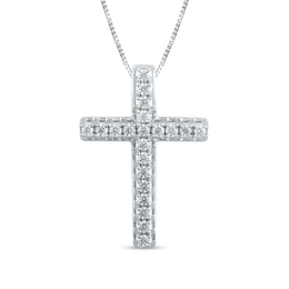 1/4 CT. T.W. Diamond Cross Pendant in 10K White Gold