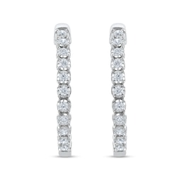 1/2 CT. T.W. Diamond Miracle Hoop Earrings in 10K White Gold