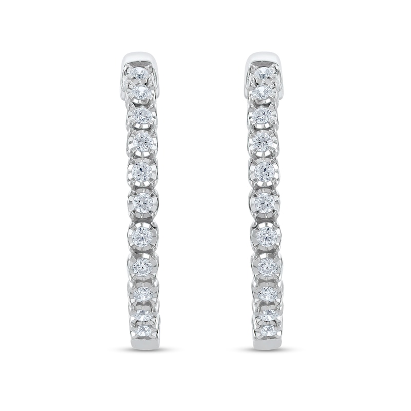 Main Image 1 of 1/2 CT. T.W. Diamond Miracle Hoop Earrings in 10K White Gold