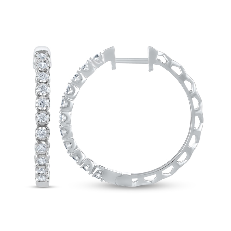 Main Image 2 of 1/2 CT. T.W. Diamond Miracle Hoop Earrings in 10K White Gold