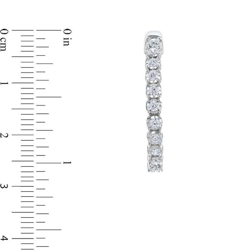 Main Image 4 of 1/2 CT. T.W. Diamond Miracle Hoop Earrings in 10K White Gold