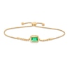 Thumbnail Image 0 of Sideways Emerald-Cut Lab-Created Emerald Bezel-Set Solitaire Cuban Curb Chain Bolo Bracelet in 10K Gold - 8.5"