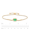 Thumbnail Image 2 of Sideways Emerald-Cut Lab-Created Emerald Bezel-Set Solitaire Cuban Curb Chain Bolo Bracelet in 10K Gold - 8.5"