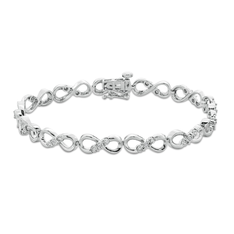 1/6 CT. T.W. Diamond Miracle Three Stone Infinity Link Bracelet in Sterling Silver