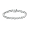 Thumbnail Image 0 of 1/4 CT. T.W. Diamond Miracle Bypass Frame Swirl Link Bracelet in Sterling Silver - 7.25"