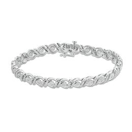 1/4 CT. T.W. Diamond Miracle Bypass Frame Swirl Link Bracelet in Sterling Silver - 7.25"