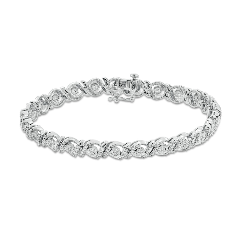 1/4 CT. T.W. Diamond Miracle Bypass Frame Swirl Link Bracelet in Sterling Silver - 7.25"