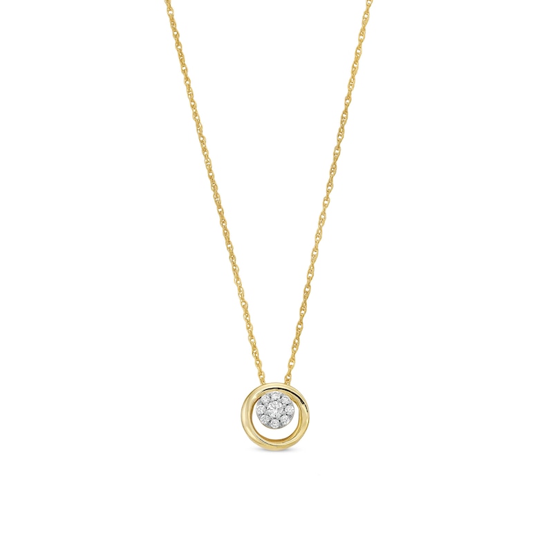 Main Image 1 of 1/8 CT. T.W. Multi-Diamond Circle Pendant in Sterling Silver with 10K Gold Plate