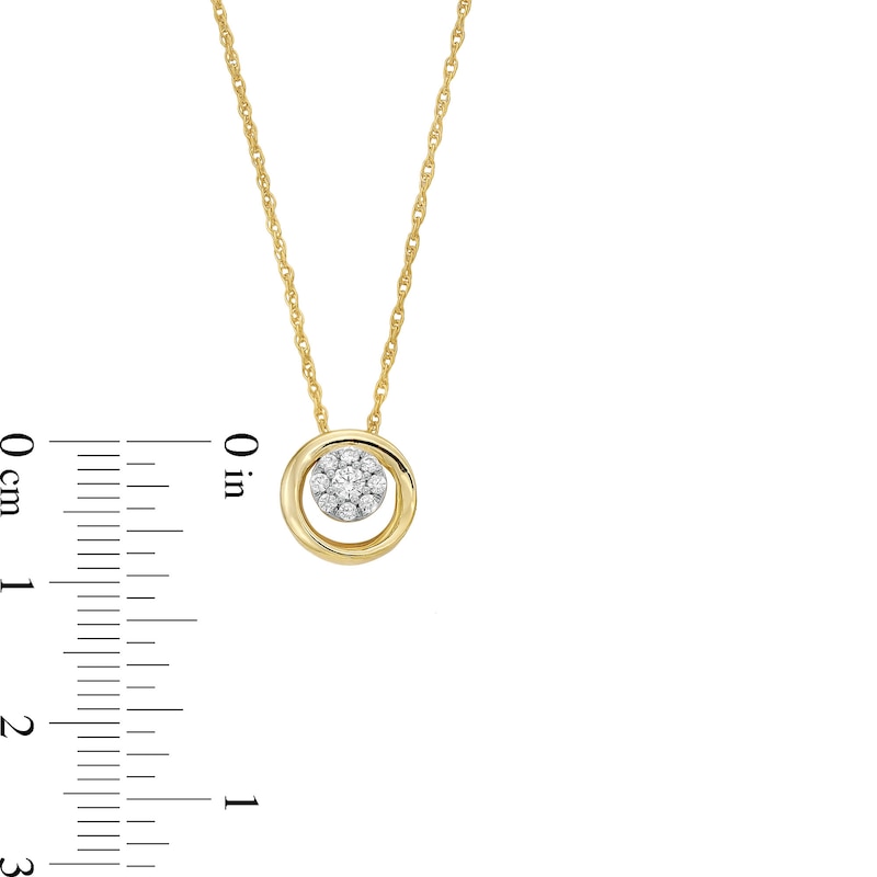 Main Image 3 of 1/8 CT. T.W. Multi-Diamond Circle Pendant in Sterling Silver with 10K Gold Plate