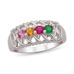 Mother's Birthstone Crisscross Ring (3-6 Stones)