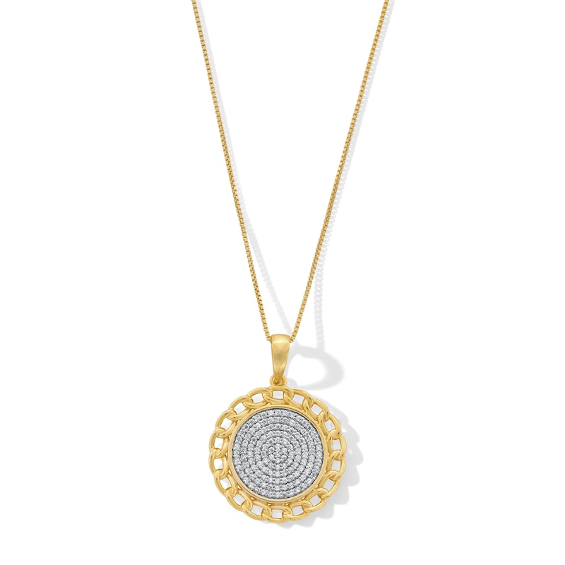 Main Image 1 of 1/2 CT. T.W. Multi-Diamond Chain Link Frame Pendant in 10K Gold - 22”