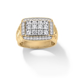 1-1/2 CT. T.W. Rectangle Multi-Diamond Ribbed Shank Ring in 10K Two-Tone Gold