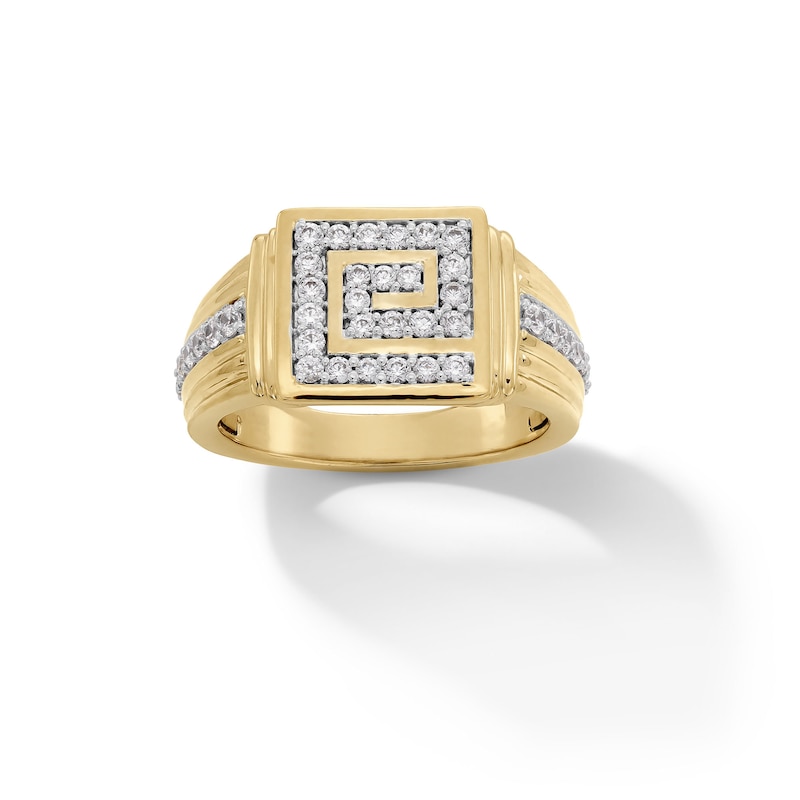 Main Image 1 of 3/4 CT. T.W. Diamond Greek Key Rectangle-Top Collar Ring in 10K Gold