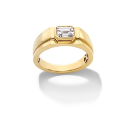 1 CT. Emerald-Cut Certified Lab-Created Diamond Solitaire Bezel-Set Ring in 10K Gold (F/SI2)