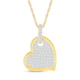 1/4 CT. T.W. Multi-Diamond Tilted Heart Pendant in 10K Gold