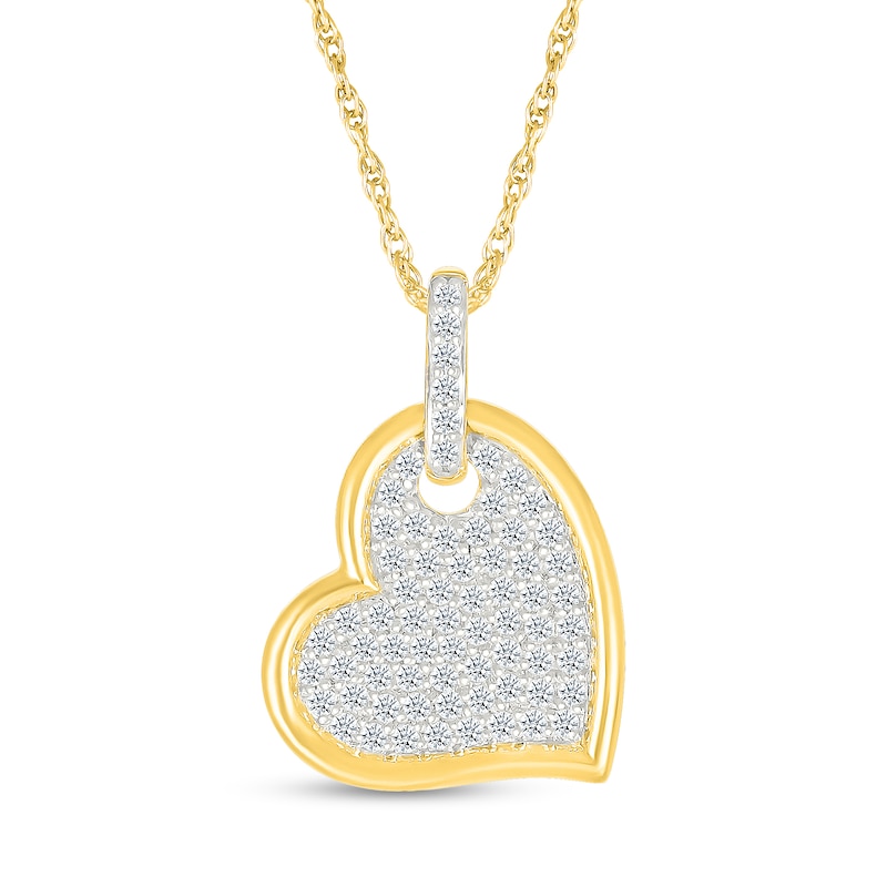 Main Image 1 of 1/4 CT. T.W. Multi-Diamond Tilted Heart Pendant in 10K Gold